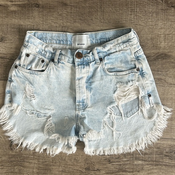 One Teaspoon Pants - One Teaspoon Light Blue Distressed Jean Shorts